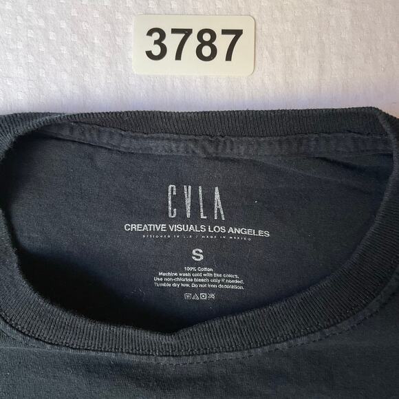 CVLA Men T-shirt size S Short Sleeve Stretchy Cold Wind Turns Into Rain Black - Picture 7 of 8